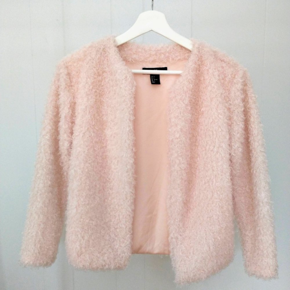 H&M Pink Fuzzy Cropped Cardigan - Size 2